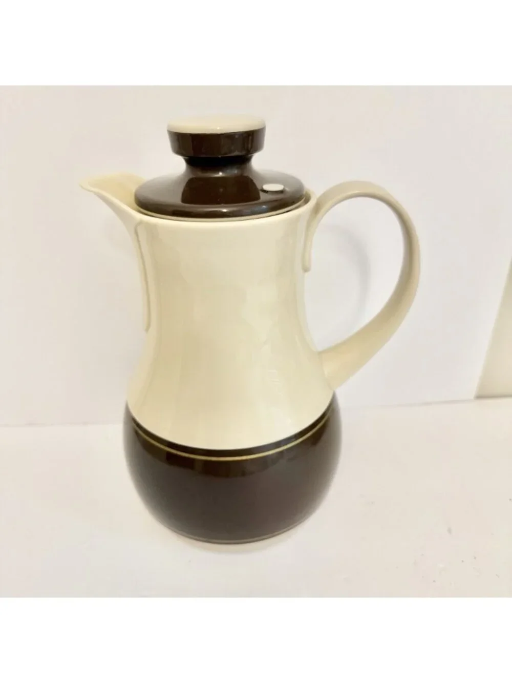 Vintage Thermos No 570 Ingrid Coffee Carafe Pitcher West Germany Cream Brown